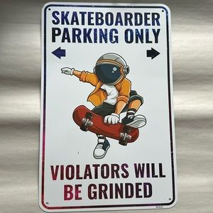 Skateboarder Sign 9x14 Inches Aluminum Door or Wall Decor For Kids Rooms